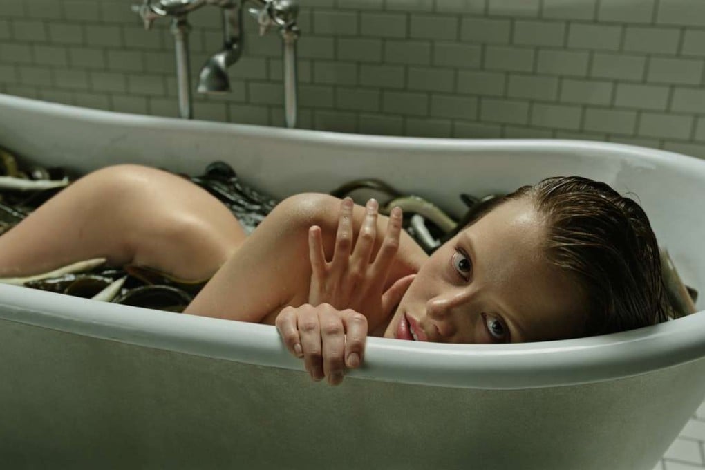 Mia Goth in the horror film A Cure for Wellness (category: IIB), starring Dane DeHaan and directed by Gore Verbinski.