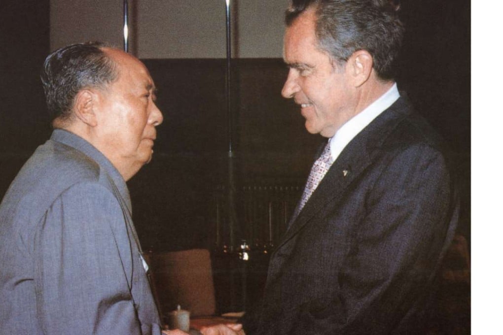 Mao Zedong (left) welcomes Richard Nixon to Beijing, in February 1972. Picture: AFP