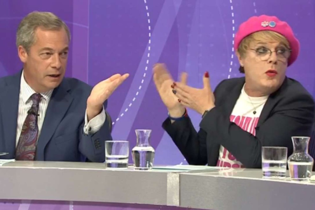 A YouTube screengrab shows Ukip leader Nigel Farage (left) and Izzard on the BBC’s Question Time in June 2016.