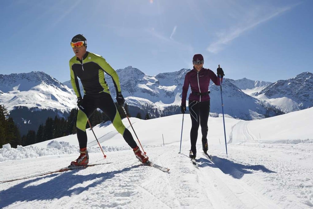 Cross country skiing in Arosa.