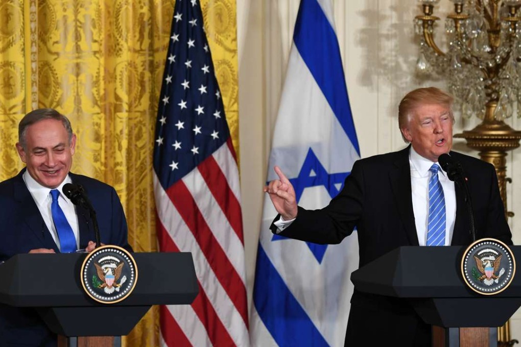 US President Donald Trump (right) with Israeli Prime Minister Benjamin Netanyahu during a joint press conference in the East Room of the White House on Wednesday. Photo: Xinhua