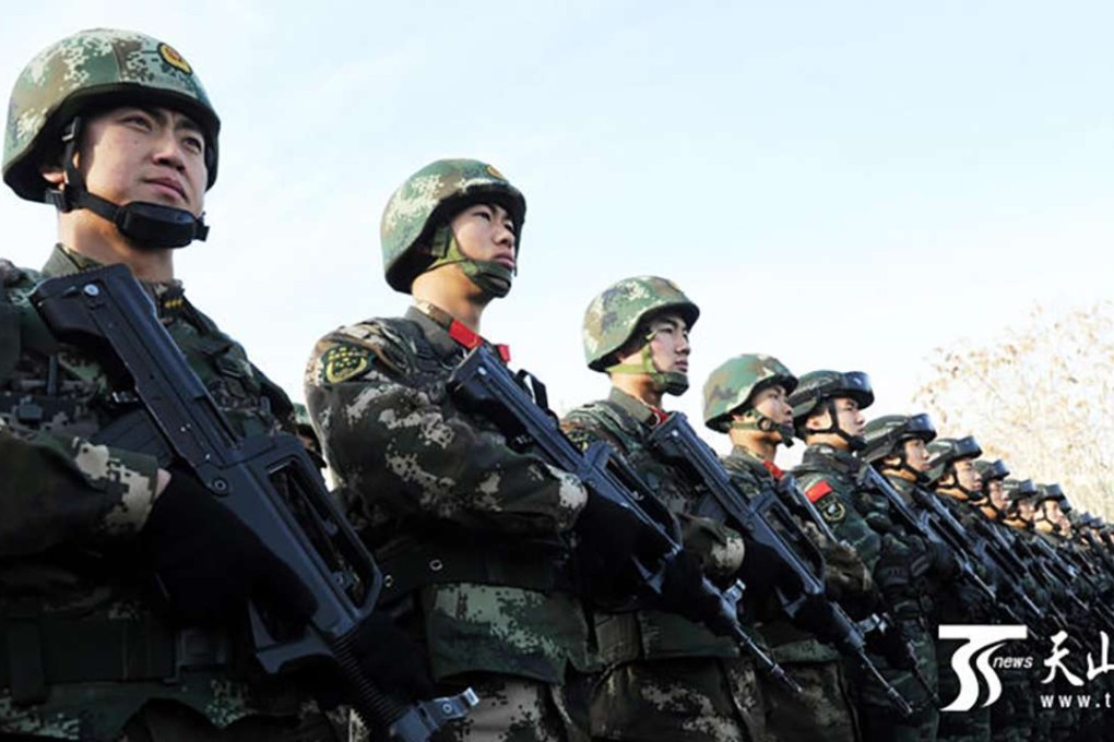 Paramilitary police taking part in the parade. Photo: Ts.cn