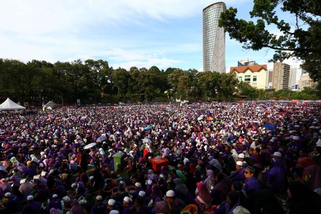 The rally in support of the adoption of a strict Islamic penal code in at Padang Merbok in Kuala Lumpur, Malaysia. Photo: Reuters