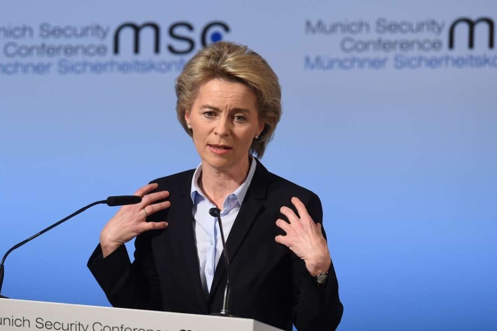 German Defence Minister Ursula von der Leyen addresses the first day of the 53rd Munich Security Conference (MSC) at the Bayerischer Hof hotel in Munich. Photo: AFP