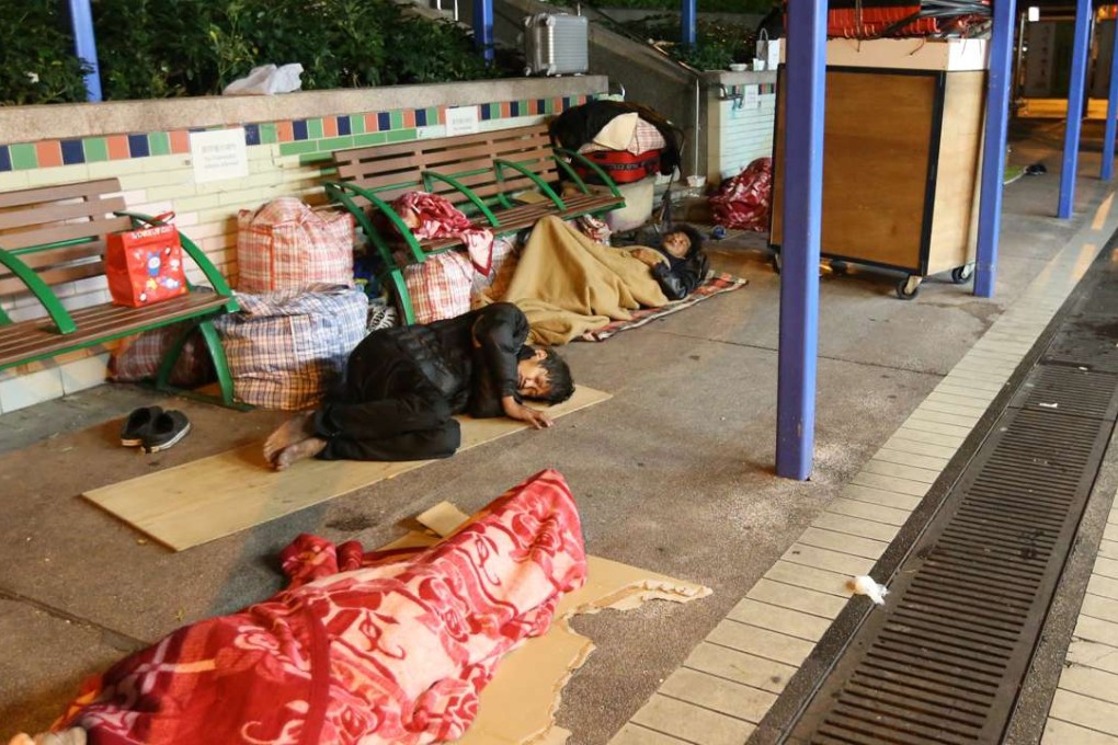Homeless people find shelter at a park in Jordan. Photo: Felix Wong