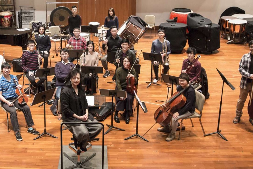 Dean of music Sharon Choa (centre) rehearses with the Philharmonia APA ahead of its inaugural concert. Photo: Handout