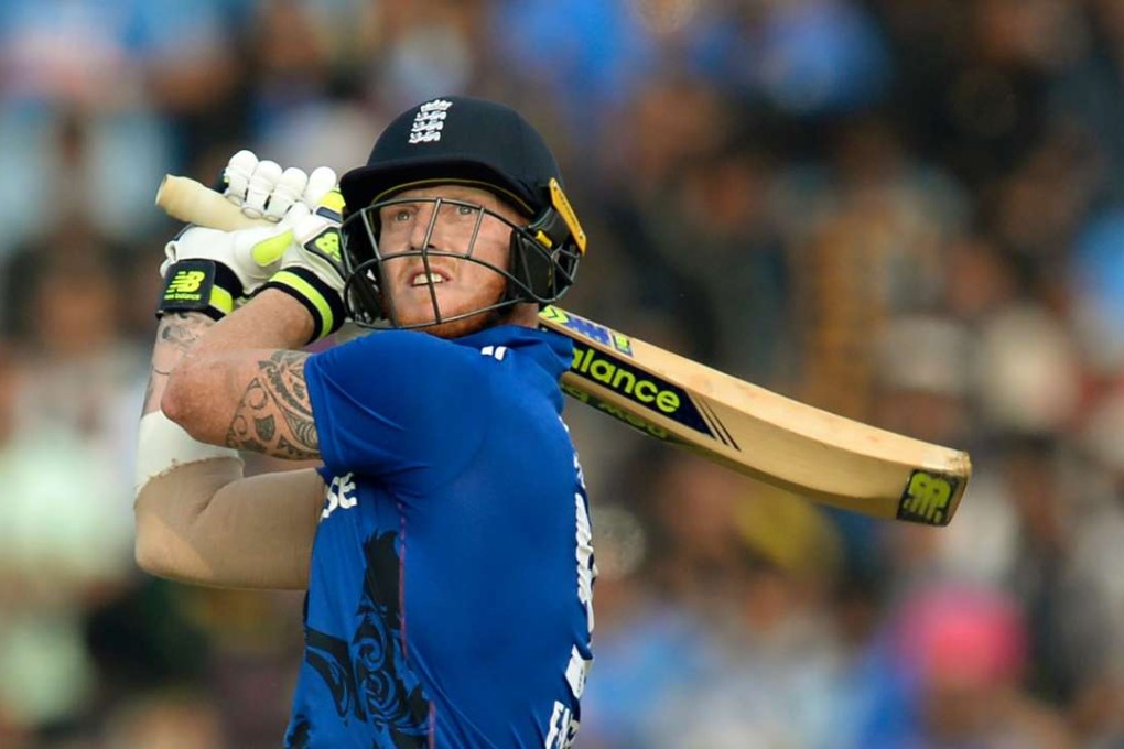 Ben Stokes hits out for England in a one-day match against India. Photo: AFP