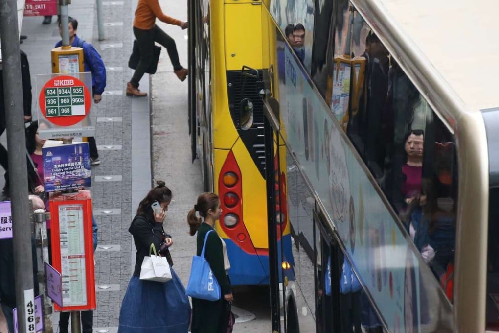 Buses line up at stops during the Monday morning rush hour. Photo: Felix Wong