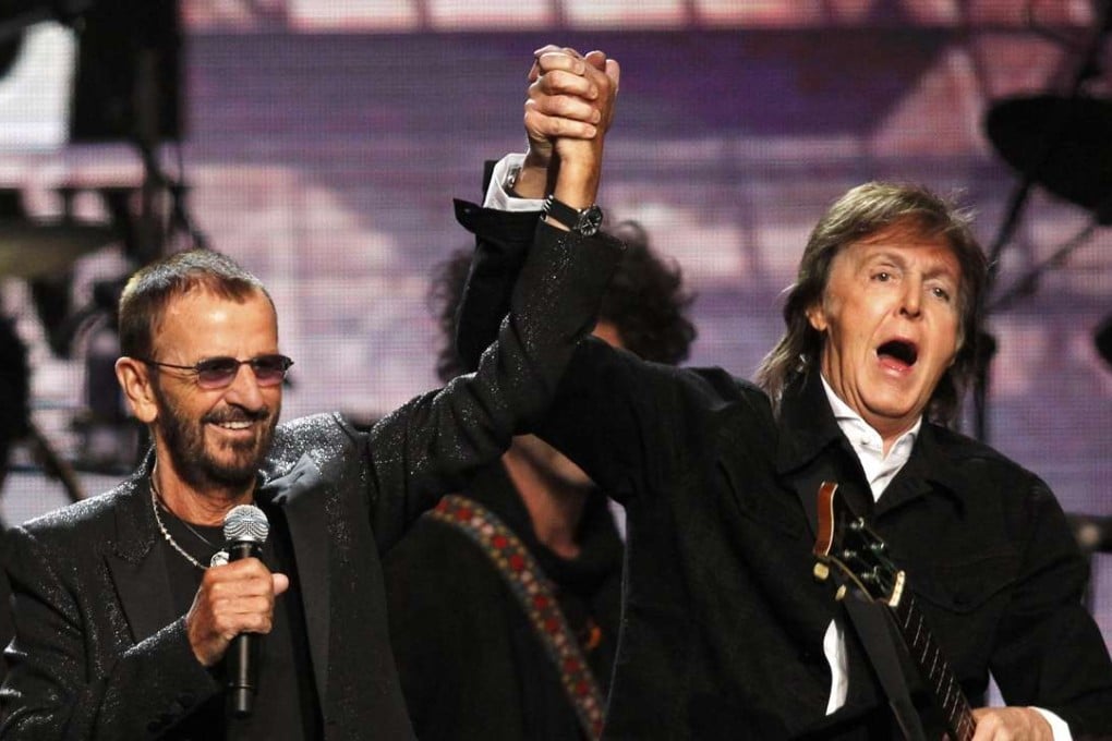 Ringo Starr (left)and Paul McCartney perform together at the Rock and Roll Hall of Fame in Cleveland, Ohio, in 2015. Photo: Reuters