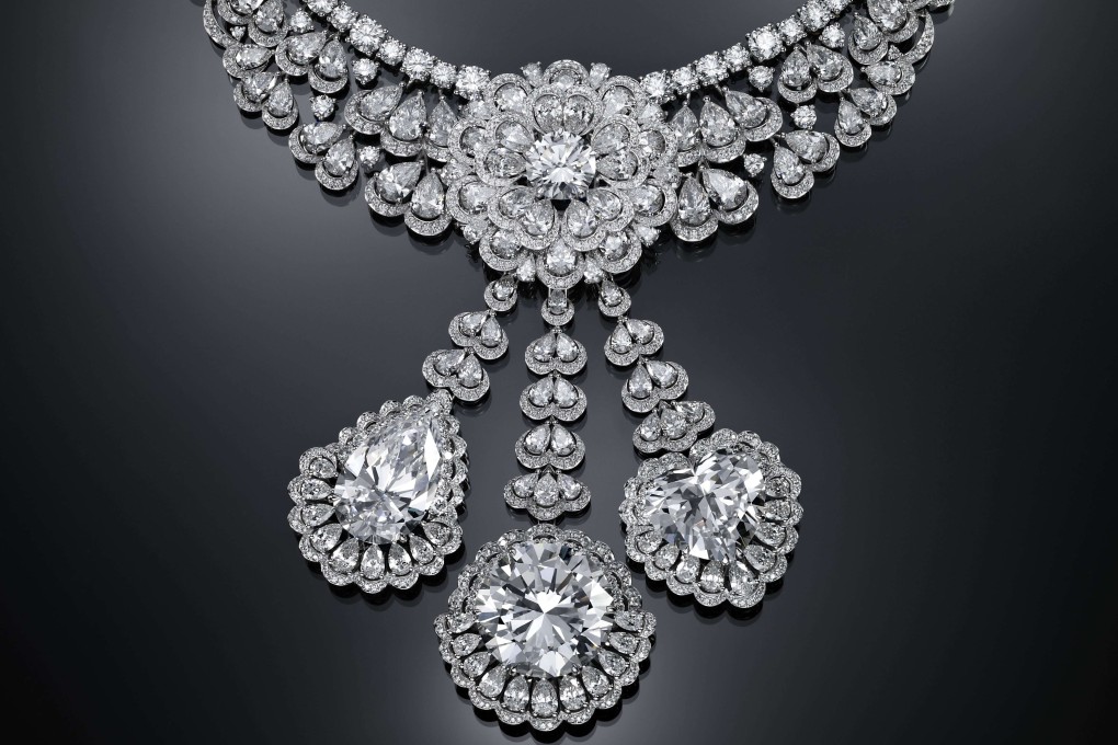 The 342-carat Queen of Kalahari stone from Botswana has been chiselled into a stunning collection that includes this versatile necklace