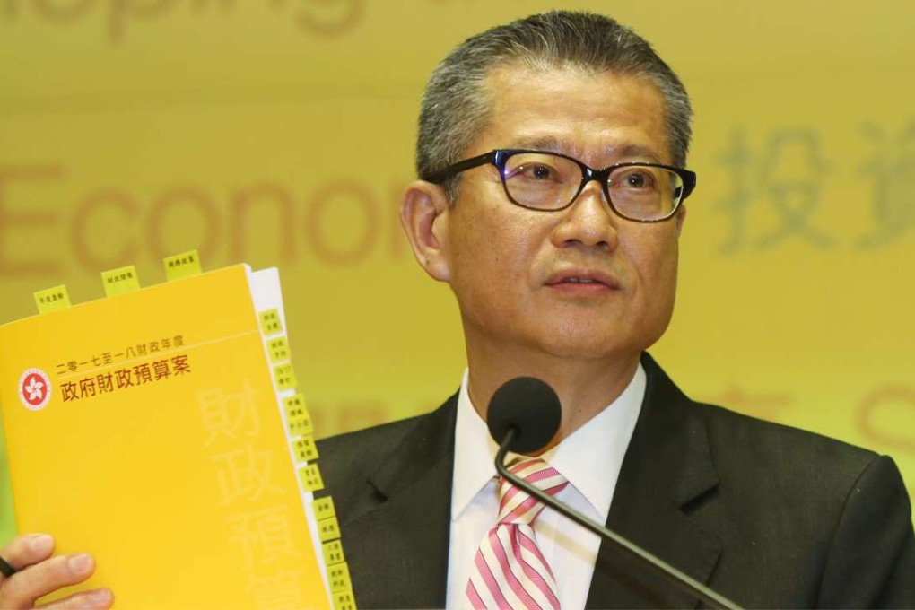 Financial Secretary Paul Chan Mo-po announces his budget plan for 2017 - 2018 at Central Government Offices in Tamar. Photo: Xiaomei Chen