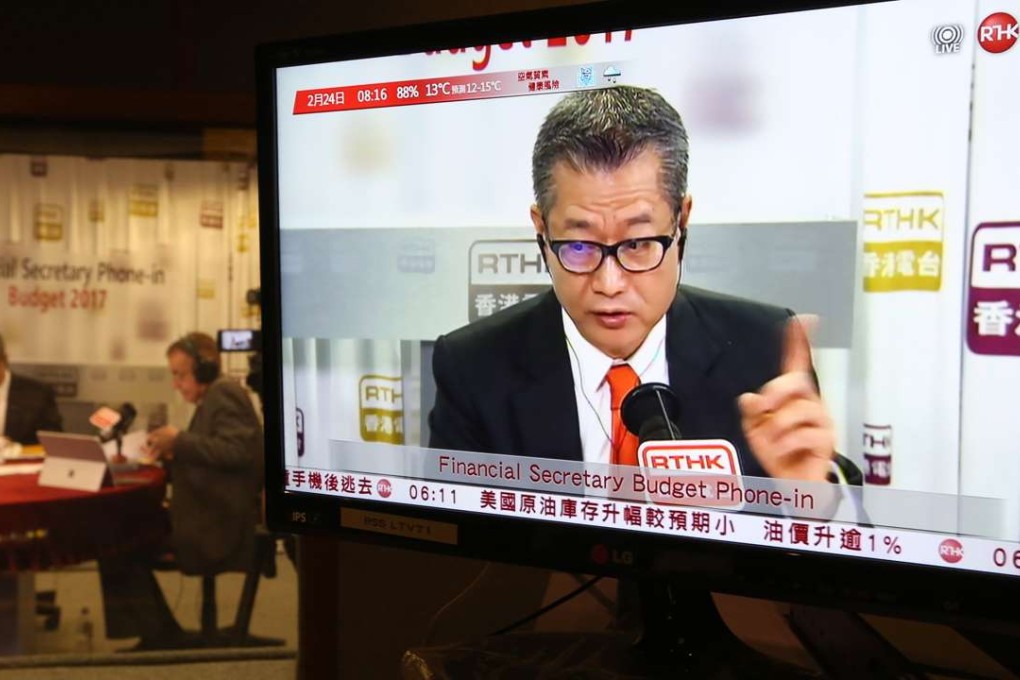 Financial Secretary Paul Chan attends an RTHK radio programme in Kowloon Tong. Photo: Xiaomei Chen