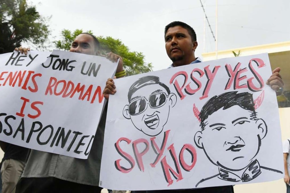 Members of Malaysia’s ruling National Front coalition protest against North Korea outside the North Korean embassy in Kuala Lumpur. Photo: Kyodo