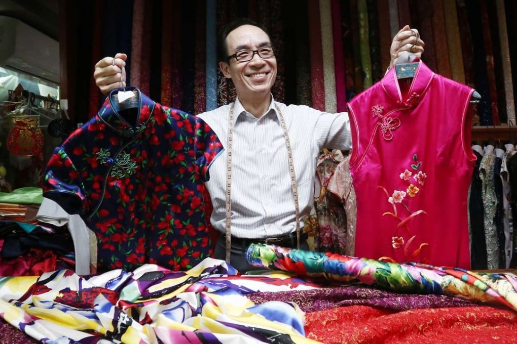 Cheongsam tailor Kan Hon-wing in his Sheung Wan store. Photos: Jonathan Wong