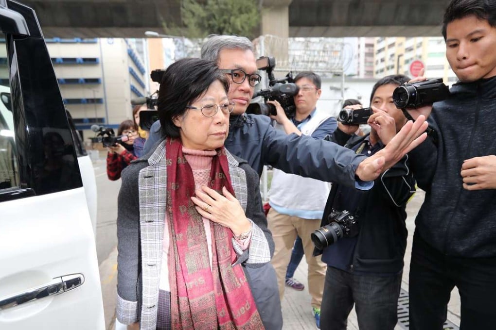 Donald Tsang's wife Selina Tsang arrives at Lai Chi Kok Reception Centre. Photo: Edward Wong