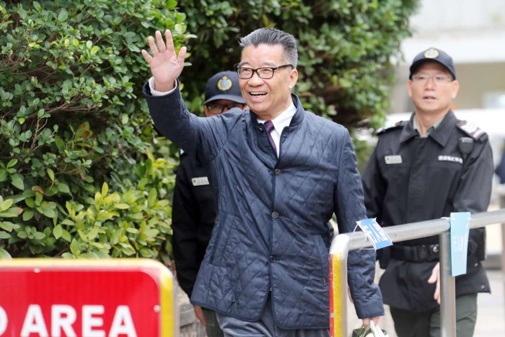 Businessman Lew Mon-hung is all smiles as he walks out of Stanley Prison. Photo: Edward Wong