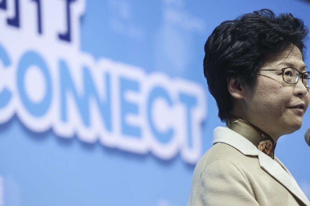 Chief executive candidate Carrie Lam Cheng Yuet-ngor announces her full election manifesto in Mong Kok. Photo: Sam Tsang