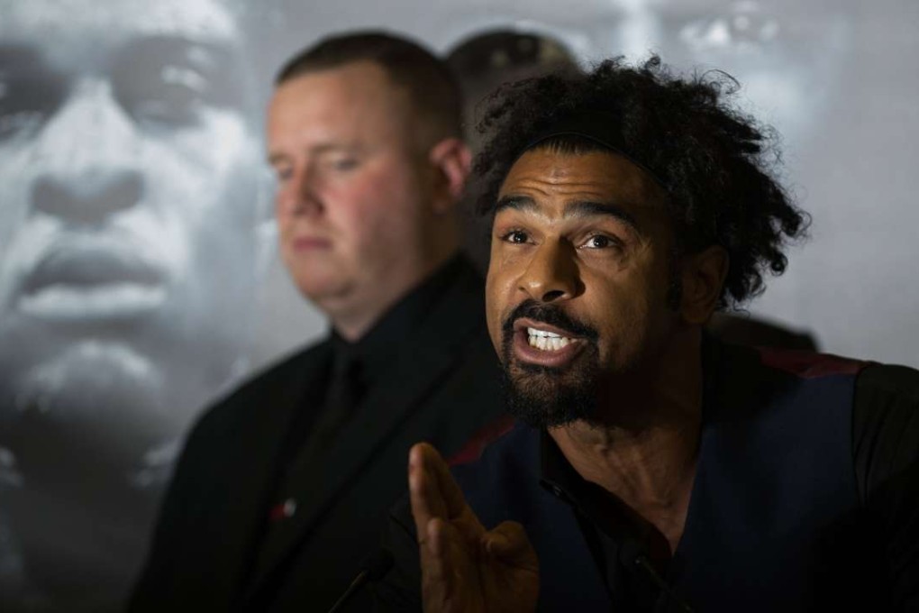 Former world boxing champion David Haye speaks during a press conference as part of a preview for his upcoming fight against Tony Bellew. Photo: EPA
