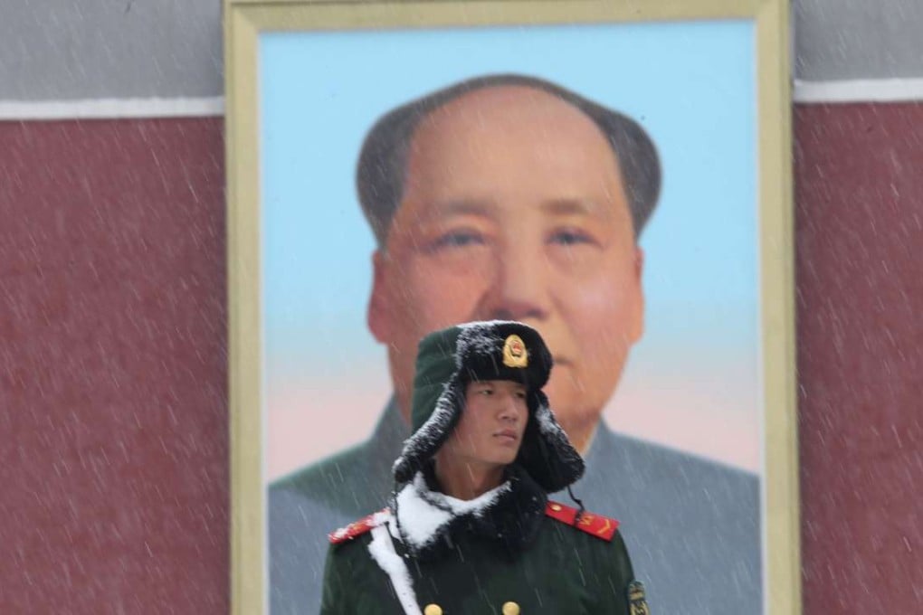 A soldier stands guard in front of a portrait of Mao Zedong in Tiananmen Square. Where are the events in Beijing remembering the military crackdown on pro-democracy students on June 4, 1989, in Tiananmen Square? Photo: Simon Song
