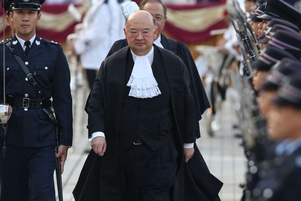 The Chief Justice of Hong Kong’s Court of Final Appeal, Geoffrey Ma Tao-li, inspects the ceremonial guard at the opening of the legal year in January. Photo: Sam Tsang