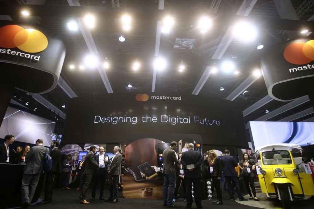 The future of digital payments on display in the Mastercard stand at the Mobile World Congress in Barcelona on Monday. Photo: AP