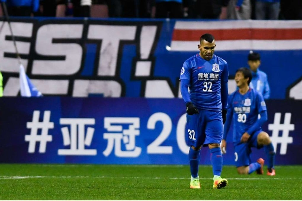 Shanghai Shenhua's Carlos Tevez against Brisbane Roar. Photo: Reuters