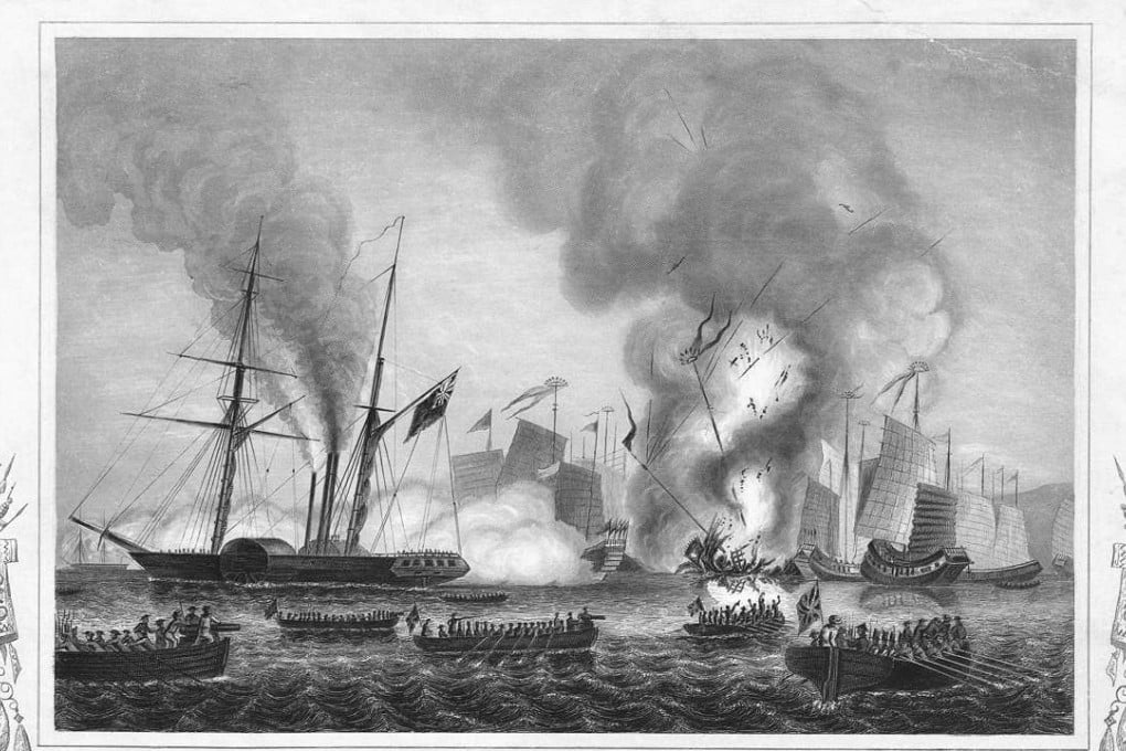 The East India Company’s steamship Nemesis is depicted launching an attack with rowboats during the Opium Wars. Image: Handout