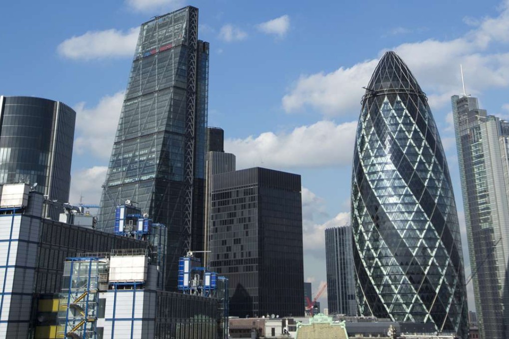 Skyscrapers in London’s financial district, including the Leadenhall building (left), also known as the ‘Cheesegrater’. Photo: Bloomberg
