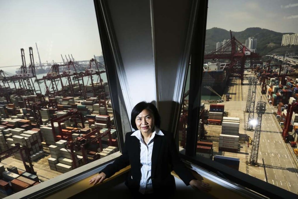 Talk needs to be turned into action to bolster Hong Kong’s port, says Jessie Chung, chairwoman of the Hong Kong Container Terminal Operators Association, pictured at her office overlooking the berths at Kwai Tsing. Photo: Jonathan Wong