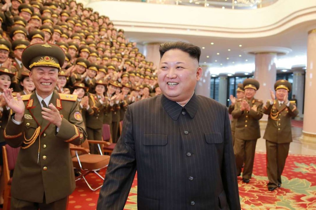North Korean leader Kim Jong-un visits the People's Theatre to mark the 70th anniversary of the founding of the State Merited Chorus in Pyongyang. Photo: AFP