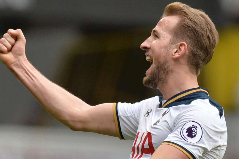 Tottenham Hotspur striker Harry Kane celebrates scoring against Stoke City at White Hart Lane. Photo: AFP