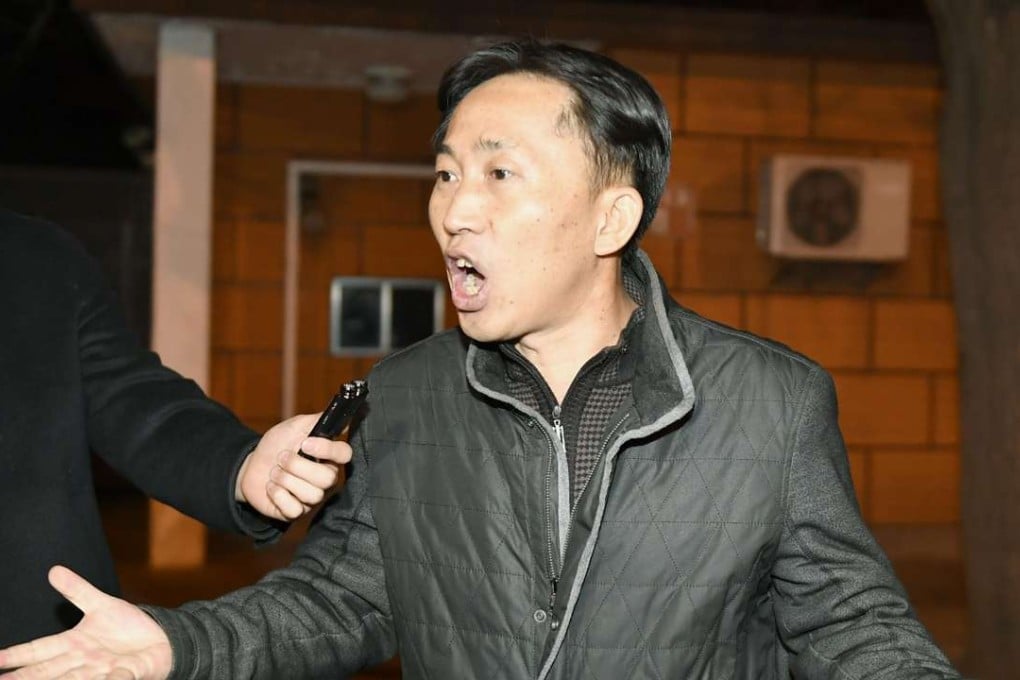 North Korean Ri Jong-chol speaks in front of reporters at the North Korean Embassy in Beijing. Photo: AP