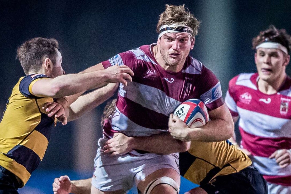 Kowloon’s James Cunningham fights his way forward in his side’s win over Tigers in the Hong Kong Premiership. Photo: HKRU