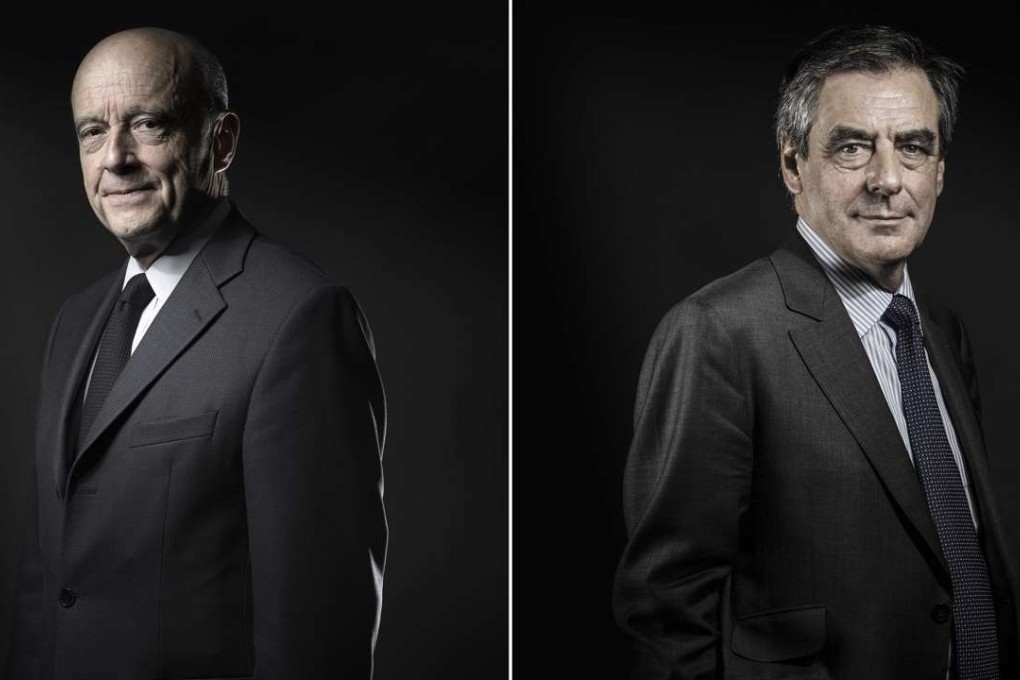 Former French prime minister Alain Juppe (left) is ready to step in if the beleaguered Francois Fillon pulls out. Photo: AFP