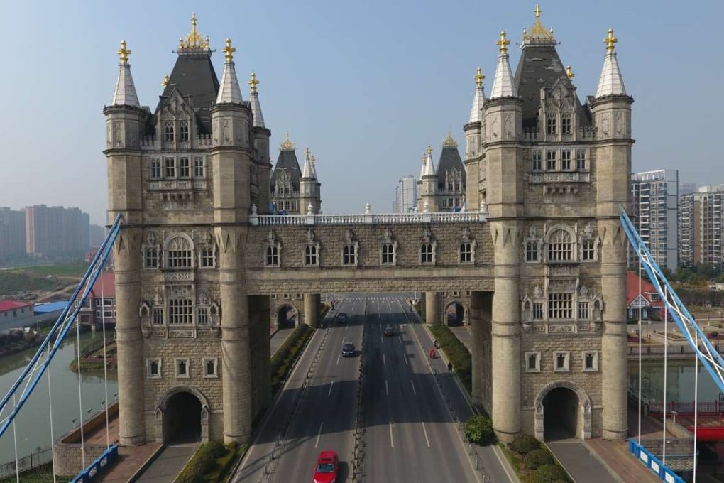 A bridge in Suzhou, Jiangsu province, is modelled on the Tower Bridge in London. Photo: Reuters