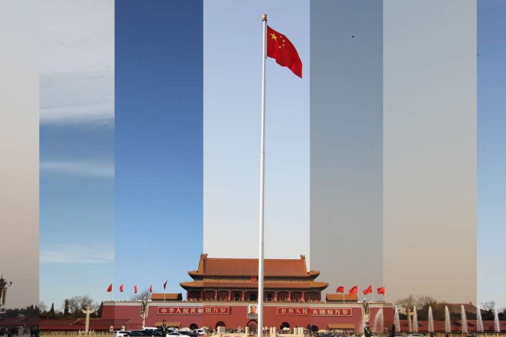 A combination photo shows the weather conditions respectively on (from left) Feb 27, Feb 28, Mar 01, Mar 02, Mar 03, Mar 04, and Mar 05, in Tiananmen Square in Beijing. Photo: Simon Song