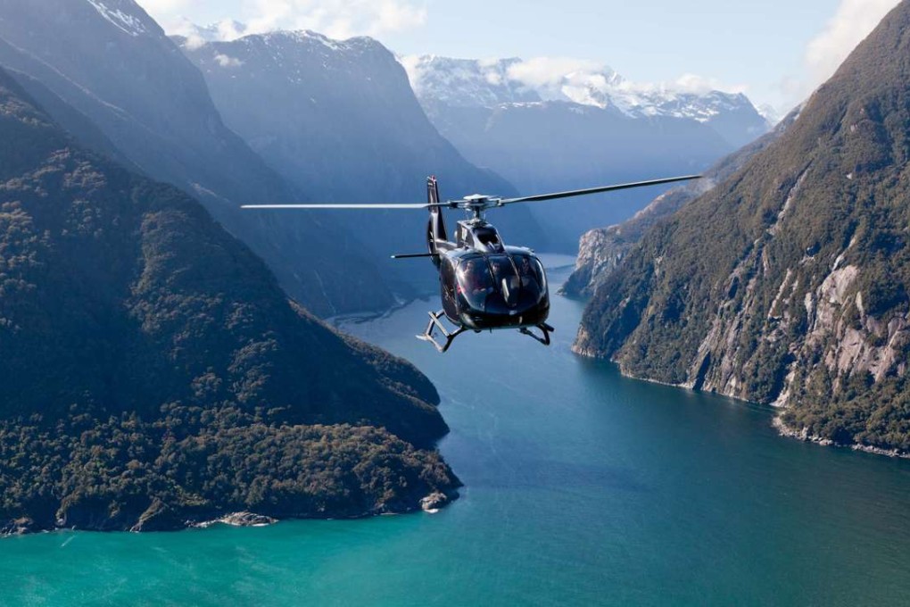 Sightseeing by helicopter in New Zealand.