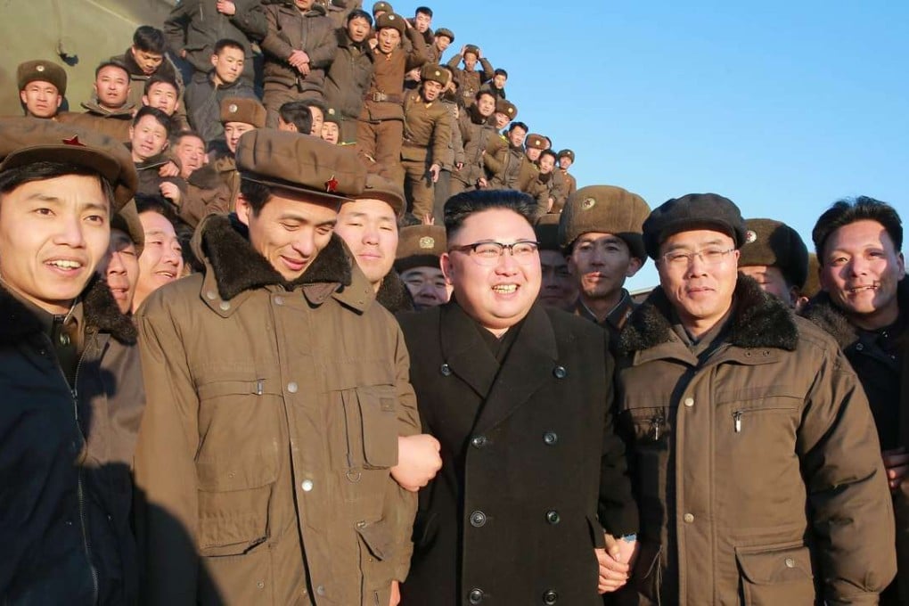 A provided by the Korean Central News Agency (KCNA) shows Kim Jong-un (centre) at the test-firing of a ballistic missile on Febrary 12. Photo: Xinhua