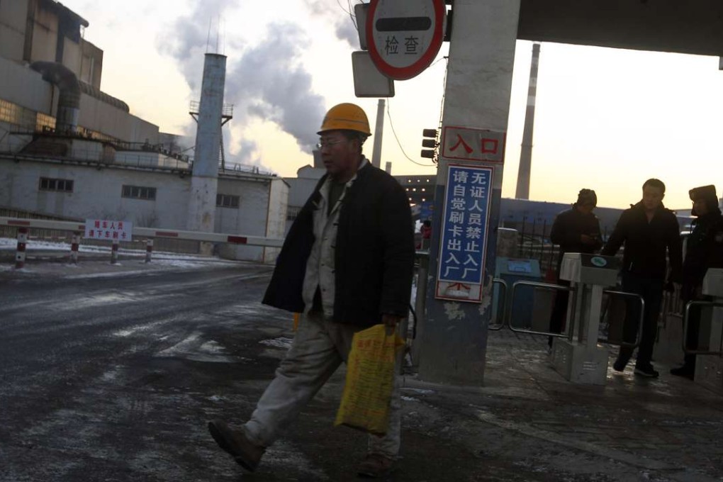 Tonghua Iron and Steel Group workers pictured outside the plant in November, 2016. Photo: Simon Song