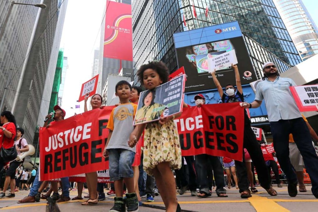 Children take part in a rally to mark World Refugee Day, in Central last June 20. The US used to be the predominant country of resettlement for the handful of successful asylum seekers in Hong Kong, but President Donald Trump’s order could change that. Photo: Edward Wong