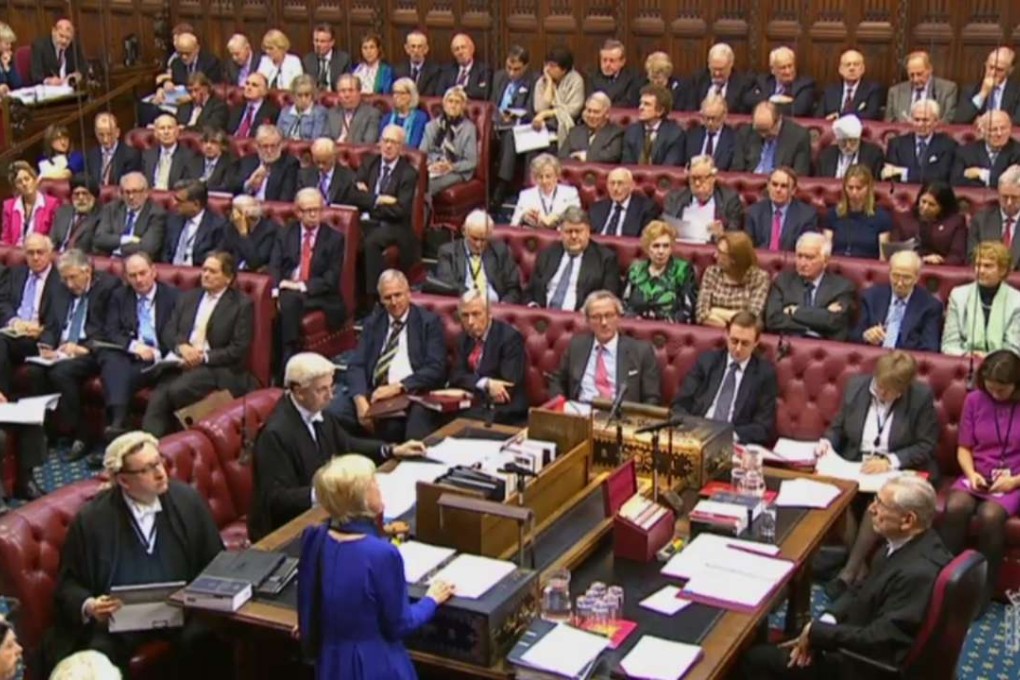 Dianne Hayter, Baroness Hayter of Kentish Town, address the House of Lords Chamber at the start of the second day of The European Union Bill in London. Photo: AFP