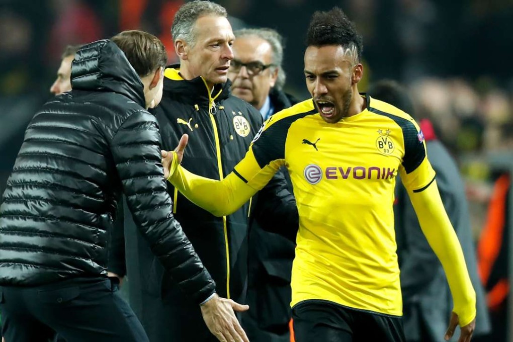 Borussia Dortmund’s Pierre-Emerick Aubameyang grabbed a hat-trick in the 4-0 win over Benfica. Photo: EPA