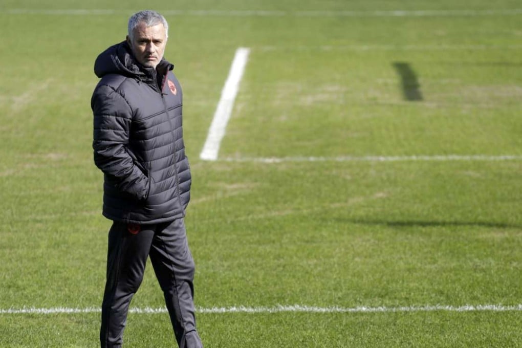 Manchester United manager Jose Mourinho takes part in a training session on the eve of the Uefa Europe League tie against FC Rostov. He has complained about the state of the pitch. Photo: AFP