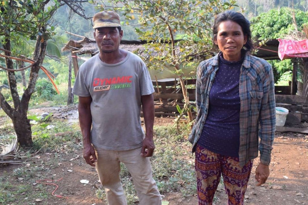 Former Khmer Rouge soldier Rieng Cheat and wife Chum Ny on the 2.5-hectare tract of land they are selling to Jolie. Picture: George Knowles