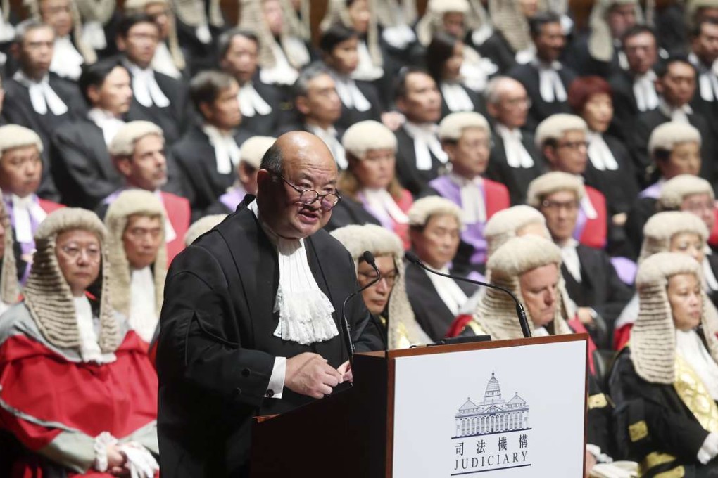 Chief Justice Geoffrey Ma Tao-li delivers his speech at the opening of Hong Kong’s legal year. The judiciary says 89 per cent of the city’s 157 full-time judges and judicial officers are bilingual. Photo: Sam Tsang