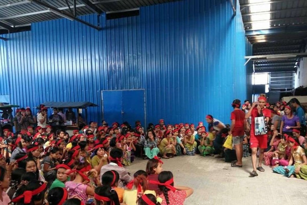 Hangzhou Hundred -Tex Garment workers on strike in Yangon. Photo: Facebook