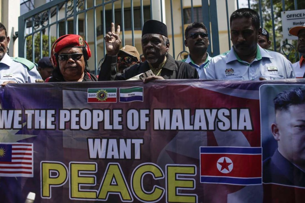 Non-governmental organisation (NGO) Malaysian activists gather during a demonstration calling for peace in front of the North Korea Embassy in Kuala Lumpur. Photo: EPA