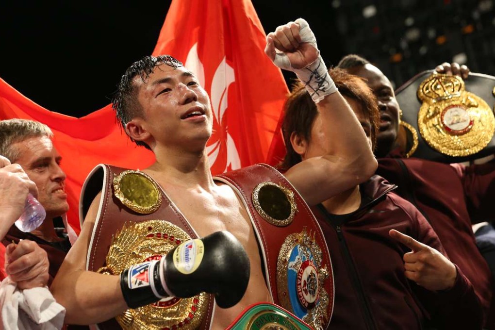 Rex Tso Sing-yu celebrates after winning over Japanese fighter Hirofumi Mukai in Clash of Champions 2 at Hong Kong Convention and Exhibition Centre in Wan Chai. Photo: Felix Wong
