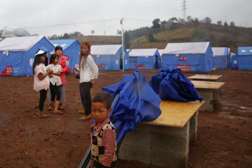 Refugees who fled fighting in neighbouring Myanmar in a Chinese disaster relief camp in the town of Nansan, Yunnan province, on Sunday. Photo: Reuters