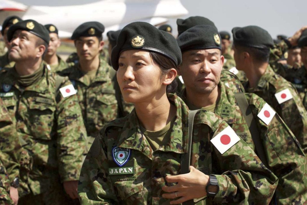 In this November 21, 2016 file photo, members of the Japan Self-Defence Forces arrive as peacekeepers in South Sudan. Photo: AP